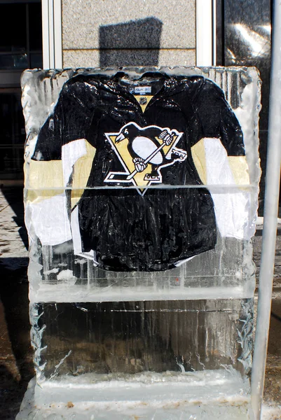 Montreal Canada January Pittsburg Penguins Jersey Ice Block Front Molson — Foto Stock