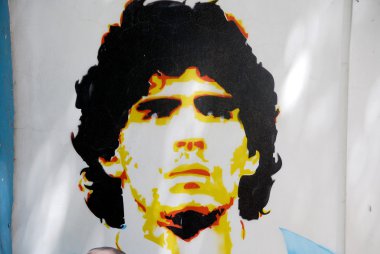 BUENOS AIRES NOV 24: Diego maradona graffiti on November 24, 2011 in Buenos Aires. The walls of the Argentine city enlivened by murals, whimsical painted figures, graffiti and stencils