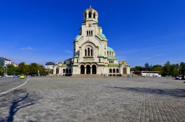SOFIA BULGARIA SEPTEMBER 28 The St. Alexander Nevsky Katedrali, 28 Eylül 2013 tarihinde Sofya 'da Bulgaristan' ın başkenti Sofya 'daki bir Bulgar Ortodoks katedrali.
