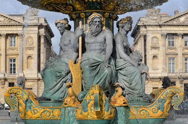 Detaiils Fountain River Commerce Navigation 1840 Place Concorde París Francia —  Fotos de Stock