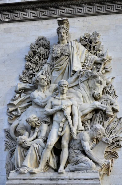 Paris Francja Październik Szczegóły Łuku Triumfalnego Etoile Łuk Triumfalny Pomnik — Zdjęcie stockowe