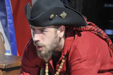 MONTREAL-CANADA-SEP TEMBER 16: Man participating as a pirates at Les Grands voiliers sur les Quais 2012 Tall Ships on the Quays festival, on September 16, 2012 at Montreal, Canada