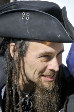 MONTREAL-CANADA-SEPTEMBER 16: Man participating as a pirates at Les Grands voiliers sur les Quais 2011Tall Ships on the Quays festival, on September 16, 2012 at Montreal, Canada