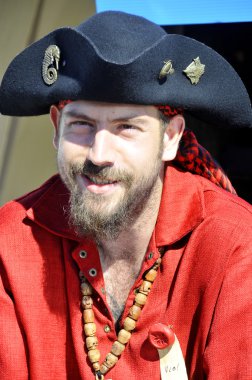 MONTREAL-CANADA-SEPTEMBER 16: Man participating as a pirates at Les Grands voiliers sur les Quais 2011Tall Ships on the Quays festival, on September 16, 2012 at Montreal, Canada