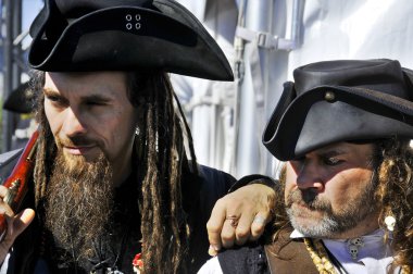 MONTREAL-CANADA-SEPTEMBER 16: Man participating as a pirates at Les Grands voiliers sur les Quais 2011Tall Ships on the Quays festival, on September 16, 2012 at Montreal, Canada