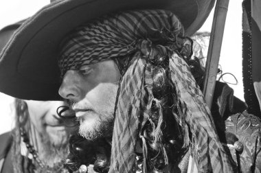 MONTREAL-CANADA-SEPTEMBER 16: Man participating as a pirates at Les Grands voiliers sur les Quais 2011Tall Ships on the Quays festival, on September 16, 2012 at Montreal, Canada