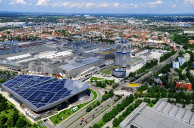 MUNICH - GERMANY JUNE 12: BMW building museum on June 12, 2011, Munich, Germany. The BMW Museum is located near the Olympiapark in Munich and was established in 1972 shortly before the Summer Olympics