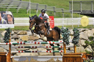 BROMONT-CANADA JULY 25: Unknown rider on a horse during 2012, INTERNATIONAL BROMONT on July 25, 2012 At the Equestrian 1976 Montreal Olympic Park.