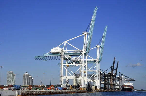 Miami Florida Usa October Cargo Boat Wait Load Containers October — Stockfoto