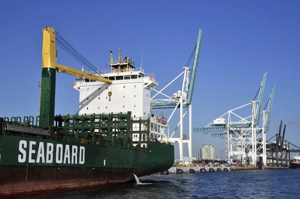 Miami Florida Usa October Cargo Boat Wait Load Containers October — Stok fotoğraf