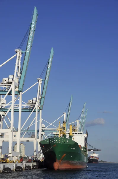 Miami Florida Usa October Cargo Boat Wait Load Containers October — Stockfoto