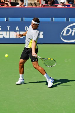 Montreal - Ağustos 5:Raphael Nadal Montreal, Kanada'da Montreal Rogers Cup 5 Ağustos 2011 tarihinde, eğitim sahasında. İspanyol profesyonel tenis oyuncusu ve eski bir dünya No 1 Rafael 