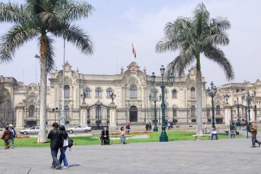 Lima Peru 24 Kasım: Peru 'nun başkenti Lima, Peru' da bulunan Plaza de Armas 'taki hükümet sarayıdır. Lima Tarihi Merkezi 'nde yer almaktadır..