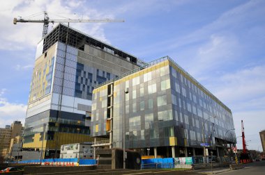 Montreal Kanada Mayıs 04: Yeni Montreal Merkezi inşaatı devam ediyor Montreal de l 'Universite de Montreal (Chum), veya Universite de Montreal' s Hospital Center, 4 Mayıs 2012