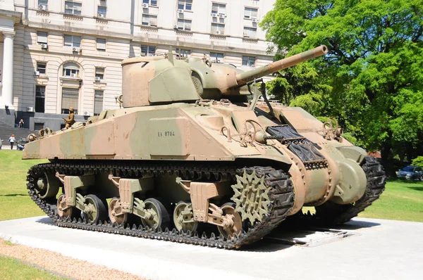 Buenos Aires Argentina November Tank Front Libertador Building Headquarters Ministry — Stok fotoğraf