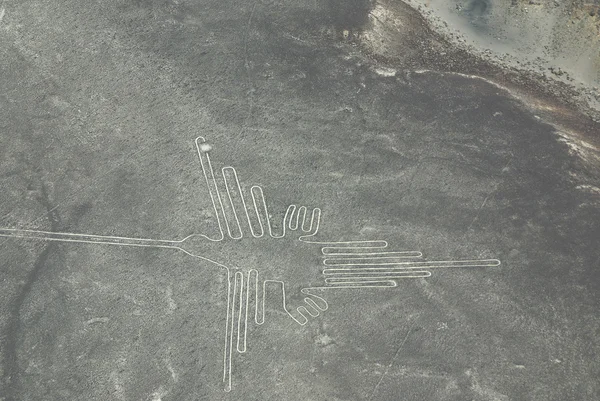 Man Nazca Lines Series Large Ancient Geoglyphs Nazca Desert Southern — Stock Photo, Image