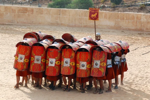 Иераш Ноября Иорданские Мужчины Одеваются Римские Солдаты Время Реконструкции Римской — стоковое фото