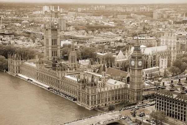 Vista Aérea Das Casas Edifício Parlamento Londres — Fotografia de Stock