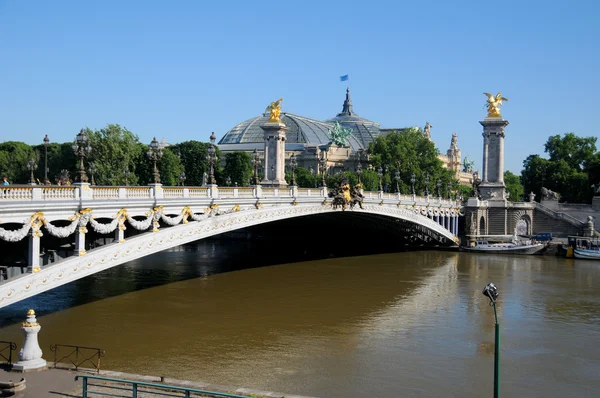 Ponte Histórica Pont Alexandre Iii Sobre Rio Sena Paris França — Fotografia de Stock