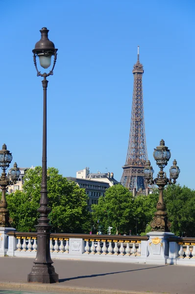 Torre Eiffel Desde Puente Alexandre Iii París Francia — Foto de Stock