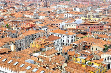 Venedik Lagünü Basilica Santa Maria della Salute Campanile di San Marco gelen kuş görünümü. Venedik, İtalya. Temmuz, 2007.