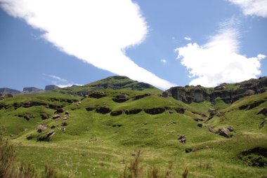 Lesotho 'nun yeşil manzarası, Afrika