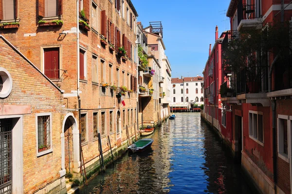 Venice Panorama Canal Boats Palaces Old Brick Houses Venice Italy — Fotografia de Stock