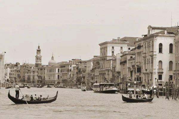 Venice Italy June Tourists Traveling Gondola Vaporetto Water Bus Grand — 스톡 사진