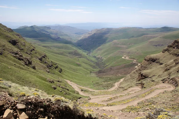 Sani Pass Südafrika März 2018 Haarnadelkurven Sani Pass Allradfahrzeuge Sind — Stockfoto