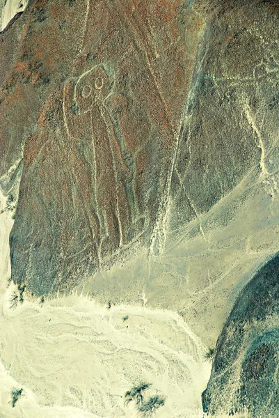 Astronaute Nazca Lines Est Une Série Géoglyphes Antiques Dans Désert — Photo