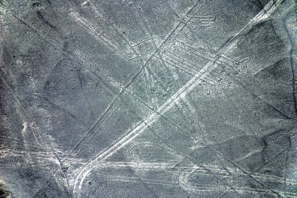 Astronaut Nazca Lines Jsou Série Velkých Starověkých Geoglyfů Poušti Nazca — Stock fotografie