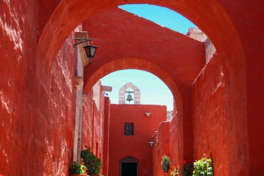 AREQUIPA PERU NOVEMBER 29 2010: Monastery of Saint Catherine is a monastery of nuns of the Domincan Second Order, located in Arequipa, Peru. It was built in 1580 and was enlarged in the 17th century.