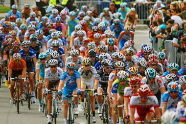MONTREAL, CANADA SEPTEMBER 12: An unidentified group of cyclists in action ON Pro Tour 2010 - Montreal - Cycling  on September 12, 2010 in Montreal,  Mount royal climb