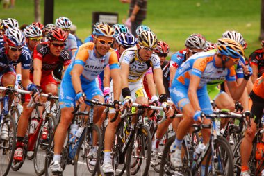 MONTREAL, CANADA SEPTEMBER 12: An unidentified group of cyclists in action ON Pro Tour 2010 - Montreal - Cycling  on September 12, 2010 in Montreal,  Mount royal climb 