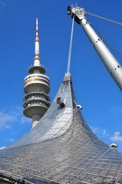 Munique Alemanha Olympiaturm Tem Uma Altura Total 291 Peso 500 — Fotografia de Stock