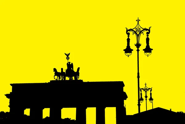 Sylwetka Bramy Brandenburskiej Jest Dawną Bramą Miejską Jednym Głównych Symboli — Zdjęcie stockowe