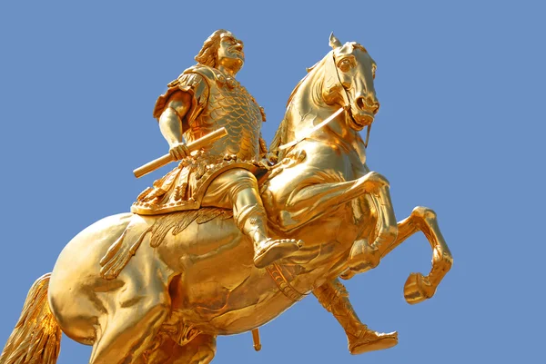 Goldener Reiter Golden Rider Una Statua Equestre Dorata Augusto Forte — Foto Stock