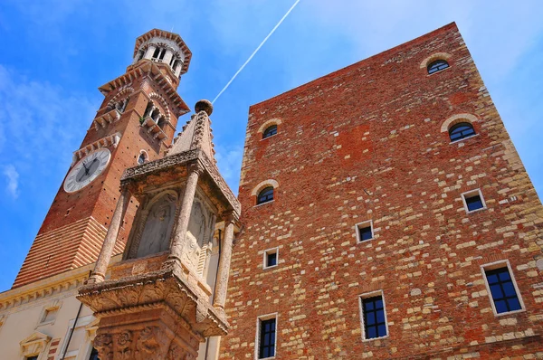 Piazza Delle Erbe Een Plein Verona Noord Italië Ooit Het — Stockfoto