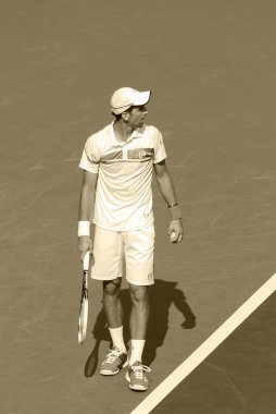 MONTREAL - 7 AUGust: Novak Cokoviç 7 Ağustos 2011 'de Montreal, Kanada' da düzenlenen Montreal Rogers Kupası sahasında. Novak Cokoviç, Dünya No. 1