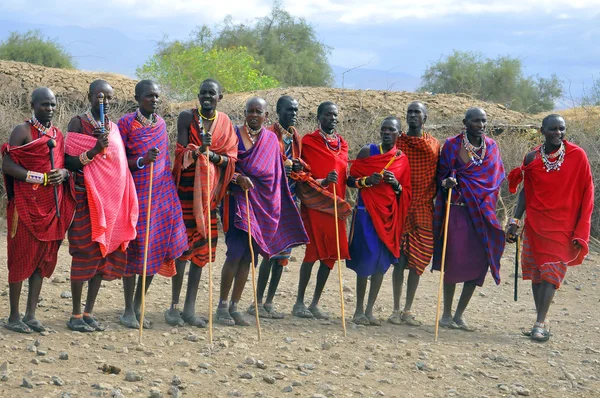 Amboseli Kenya Okt Grupp Oidentifierade Afrikanska Män Från Masaistammen Förbereder — Stockfoto