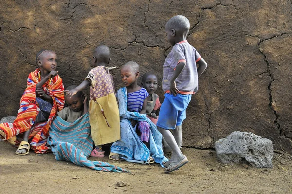 Amboseli Kenya Oct Young Unidentified African Children Masai Tribe Living — Stock Photo, Image