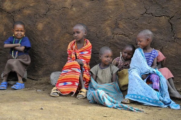 Amboseli Kenia Oct Jóvenes Niños Africanos Identificados Tribu Masai Que — Foto de Stock