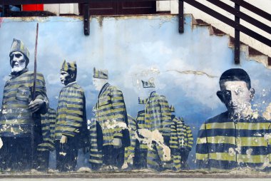 USHUAIA-ARGENTINA NOV. 27:Street art downtown Ushuaia this industrial and touristic city have many spots where you can find nice graffitis and stencils on november 27 2011 in Ushuaia Argentina