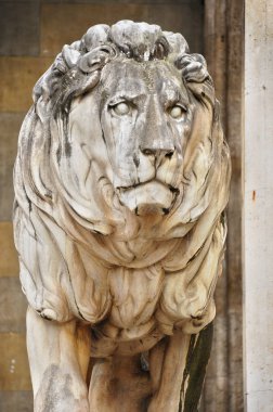 feldherrnhalle (alan marshall'ın salonu), Münih, Almanya önünde aslan heykelleri