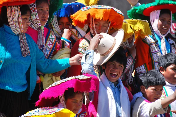 Saksaywaman Peru November Porträtt Oidentifierade Barn Checaspampa Traditionella Kläder Den — Stockfoto