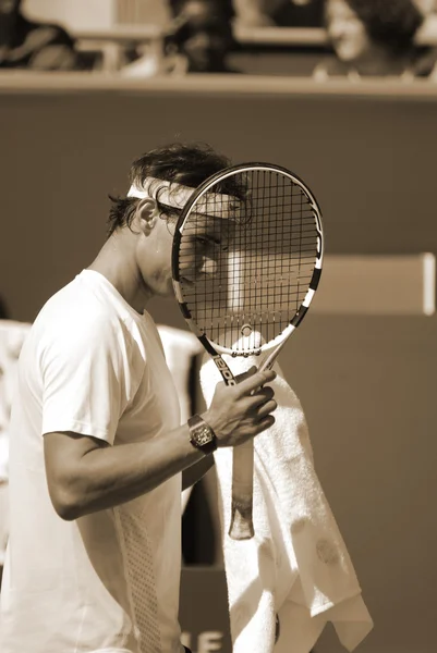 Raphael Nadal on training court