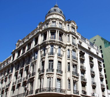 19. yüzyılda Buenos Aires şehir merkezindeki ünlü ve güzel Avrupa tarihi binası, Arjantin, Güney Amerika