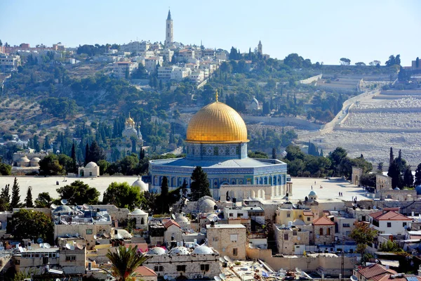 Vista Panorámica Mezquita Aqsa Jerusalén Ciudad Vieja Monte Del Templo — Foto de Stock