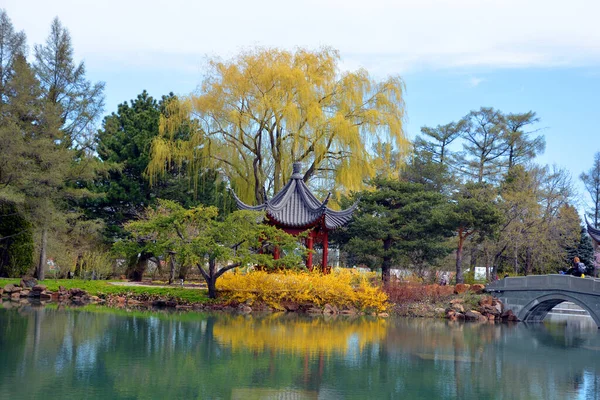 モントリオールカナダ 2021年 モントリオール植物園の中国の庭は そのコレクションの範囲のために世界で最も重要な植物園の一つであると考えられています — ストック写真