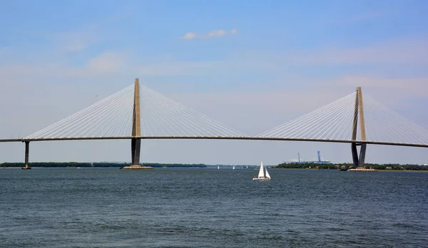 Charleston Usa Juin 2916 Arthur Ravenel Bridge Est Pont Haubans — Photo